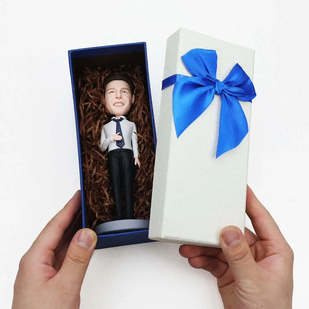 Custom Funny Man in Underwear and Cowboy Hat Bobblehead with Engraved Text
