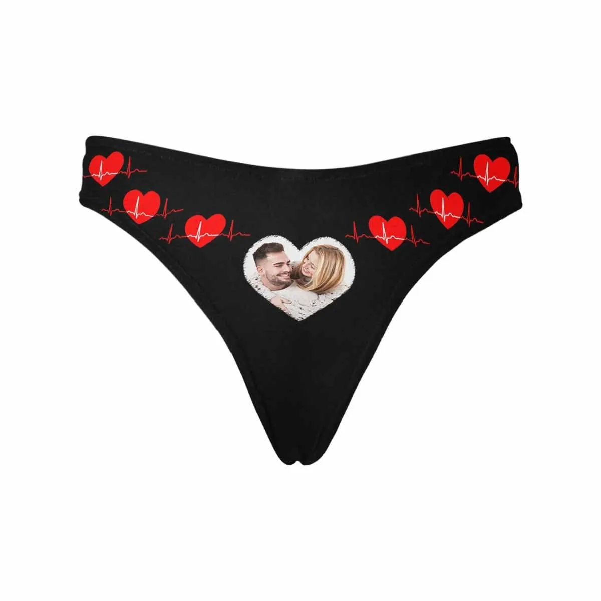 Custom Photo Underwear Design Heartbeat Love Couple Lingerie Panties Personalized Women's Classic Thong