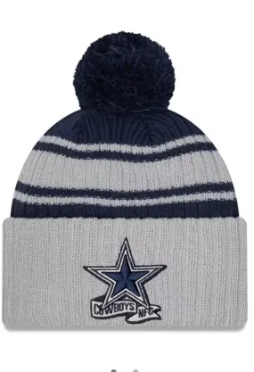 Dallas Cowboys Official NFL 2022 Sideline Sport New Era Cuffed Pom Knit Beanie