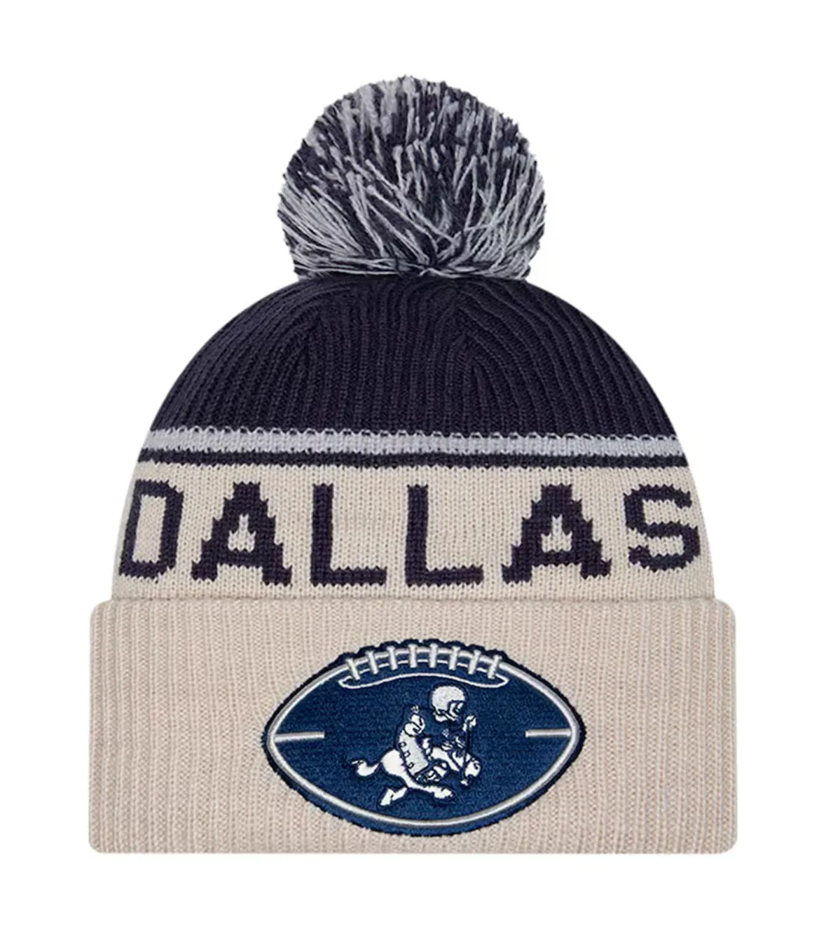Dallas Cowboys Official NFL 2024 New Era Historic Sideline Cuffed Knit With Pom Beanie