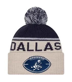 Dallas Cowboys Official NFL 2024 New Era Historic Sideline Cuffed Knit With Pom Beanie