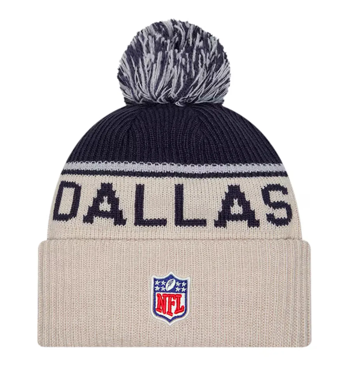 Dallas Cowboys Official NFL 2024 New Era Historic Sideline Cuffed Knit With Pom Beanie