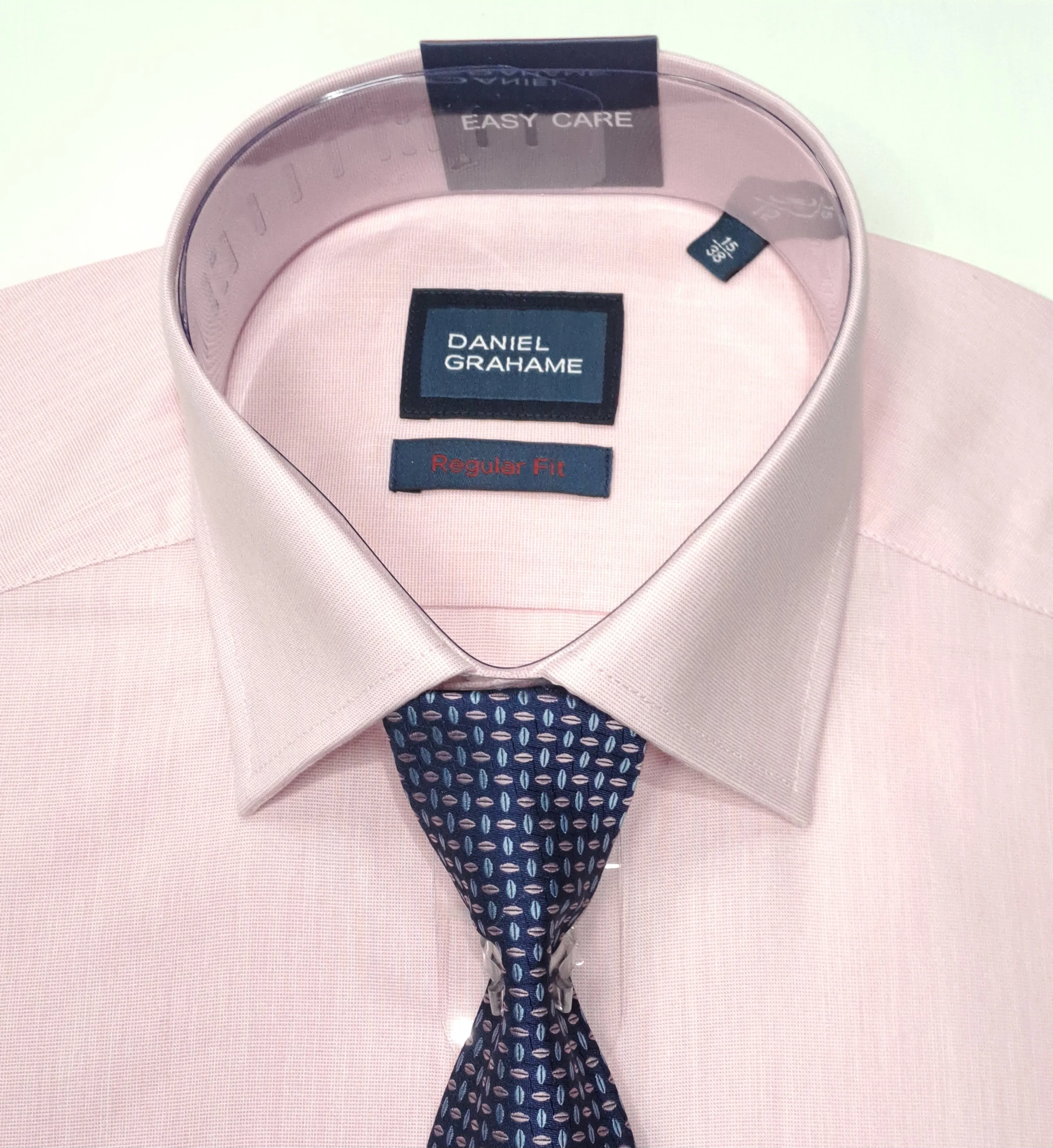 Daniel Grahame Gordon Plain Long Sleeve Formal Shirt & Tie - Pink