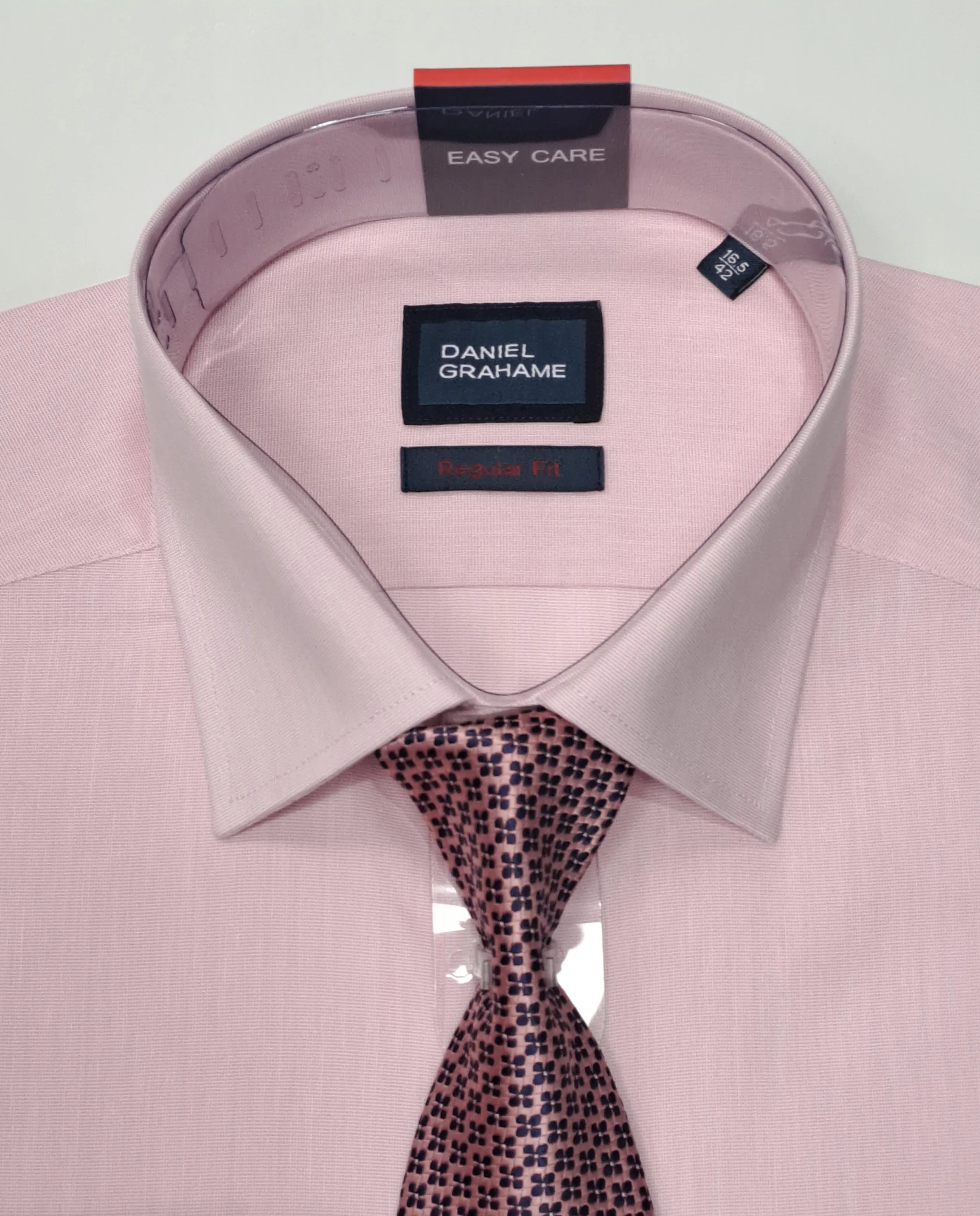 Daniel Grahame Gordon Plain Long Sleeve Formal Shirt & Tie - Pink