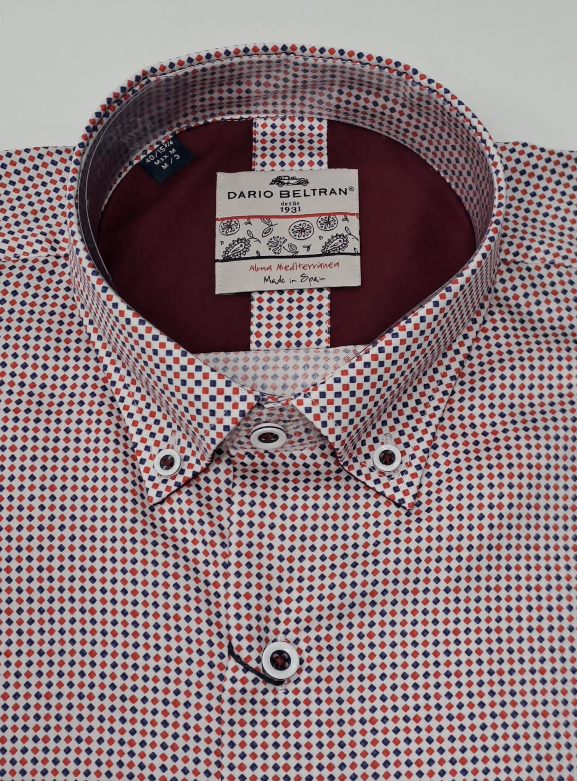 Dario Beltran Aitxuri Diamond Print Regular Fit Shirt 77 - Red