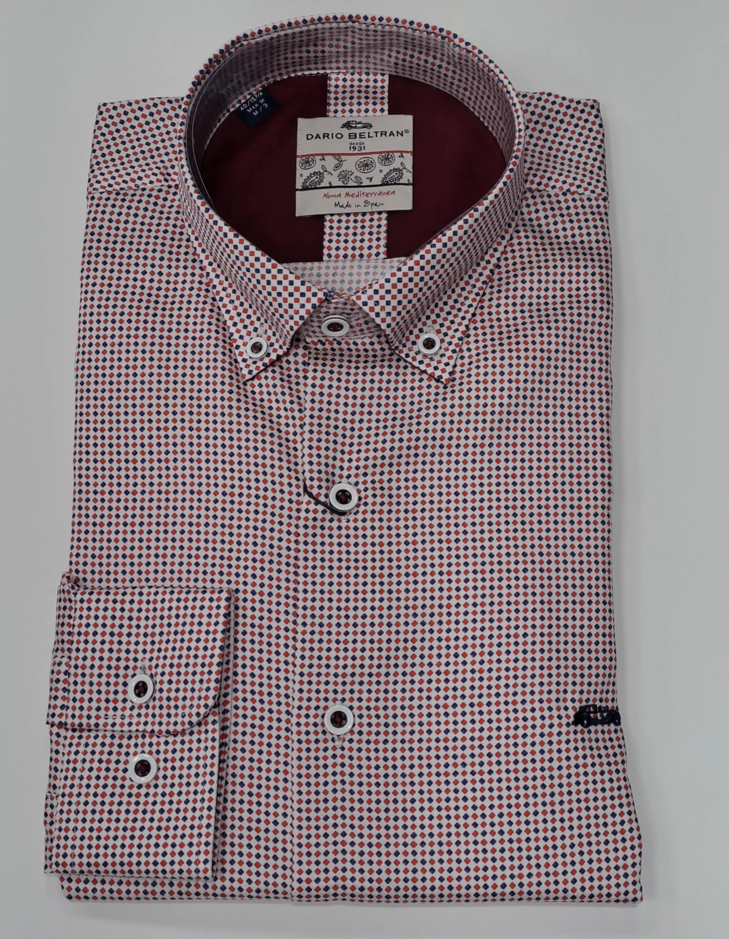 Dario Beltran Aitxuri Diamond Print Regular Fit Shirt 77 - Red
