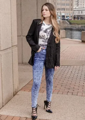 Delaney Black Pinstripes Blazer