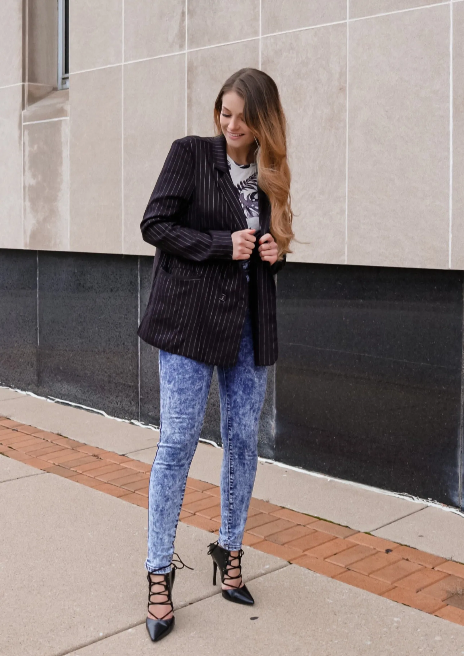 Delaney Black Pinstripes Blazer