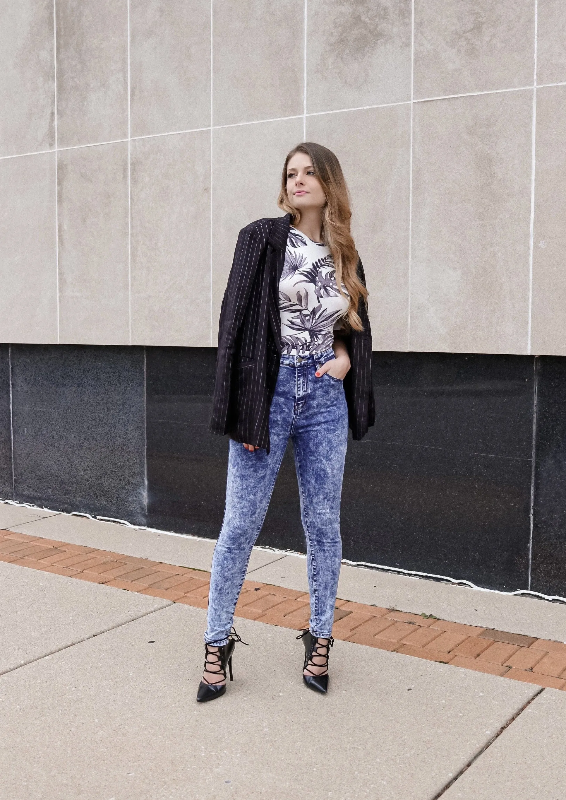 Delaney Black Pinstripes Blazer