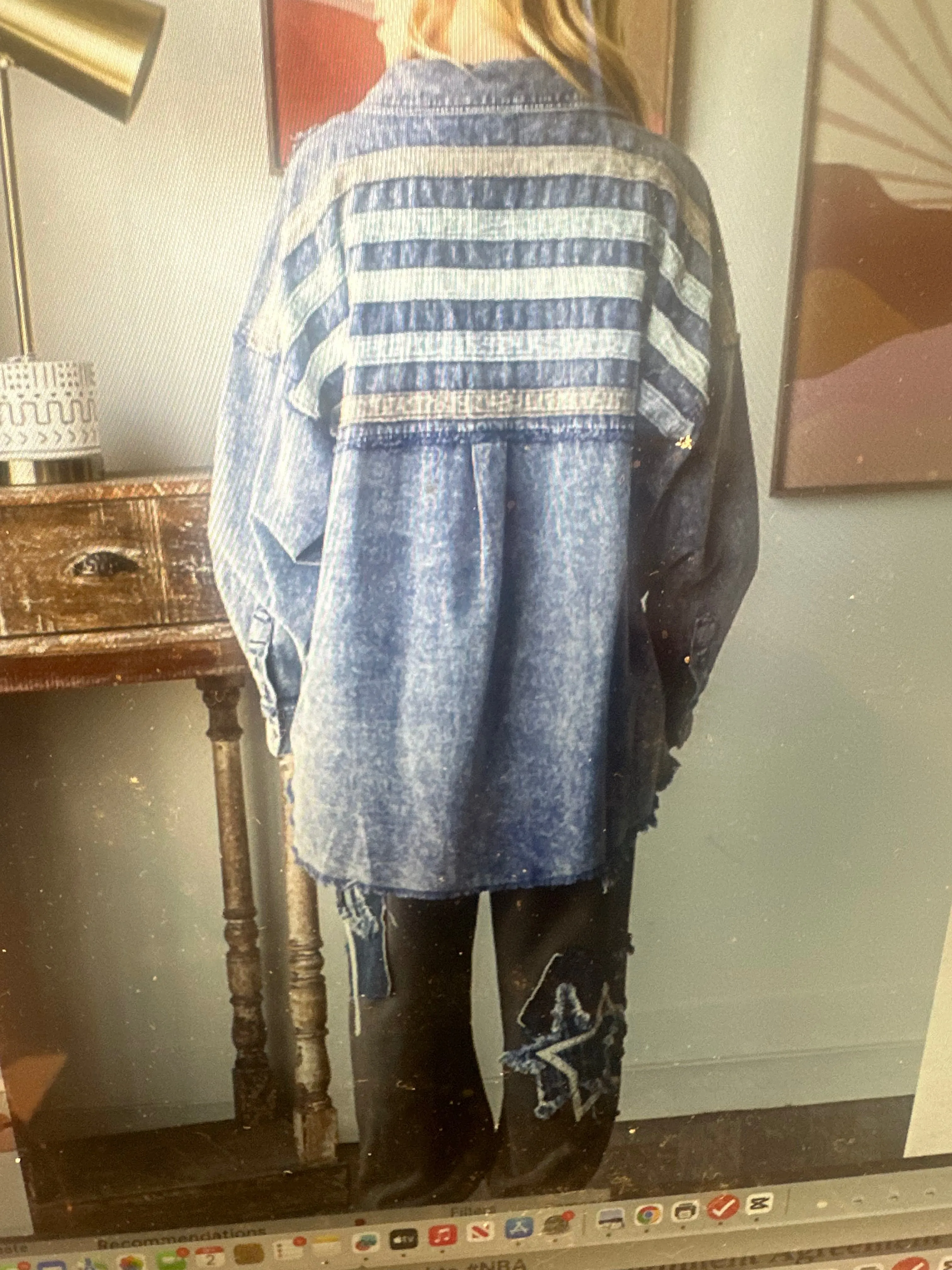 Denim Top Jean Striped Button Denim Shirt / Shacket / Jacket - Oli & Hali