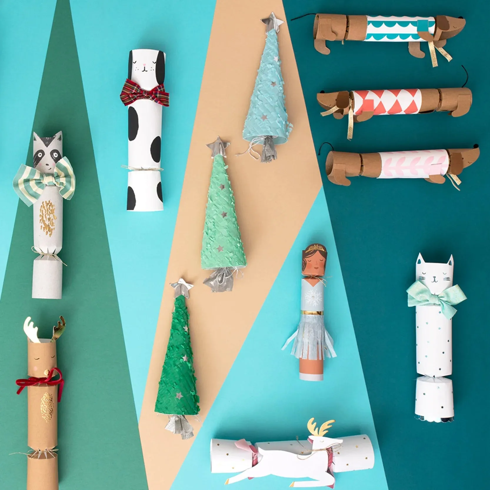 Dog Party Crackers, Set of 6 Meri Meri Large Crackers, Kid's Christmas Crackers with Party Hat, Joke, And Dog Pin