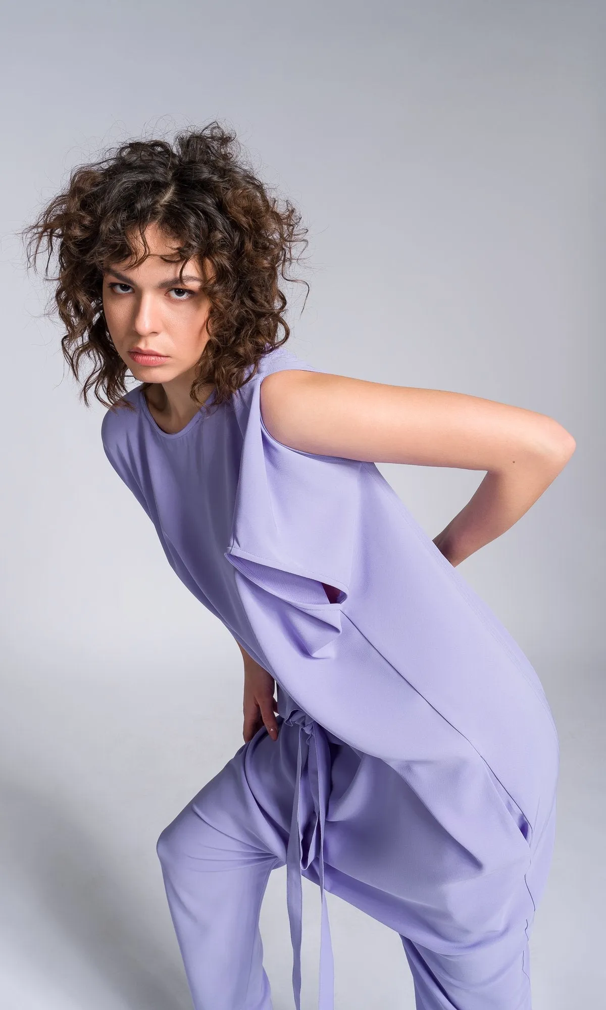Drop Crotch Jumpsuit with Adjustable Belt