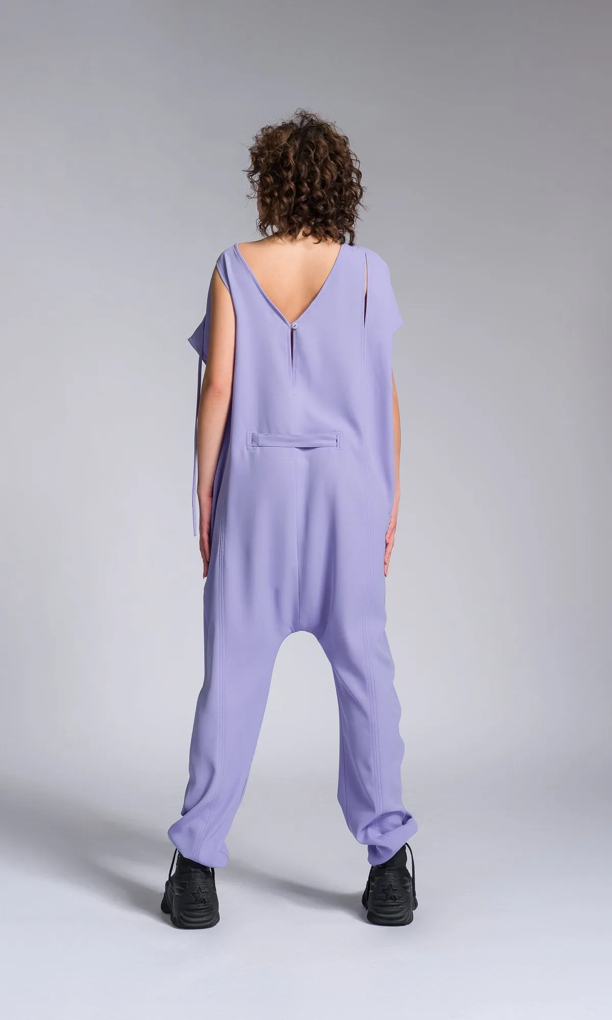 Drop Crotch Jumpsuit with Adjustable Belt