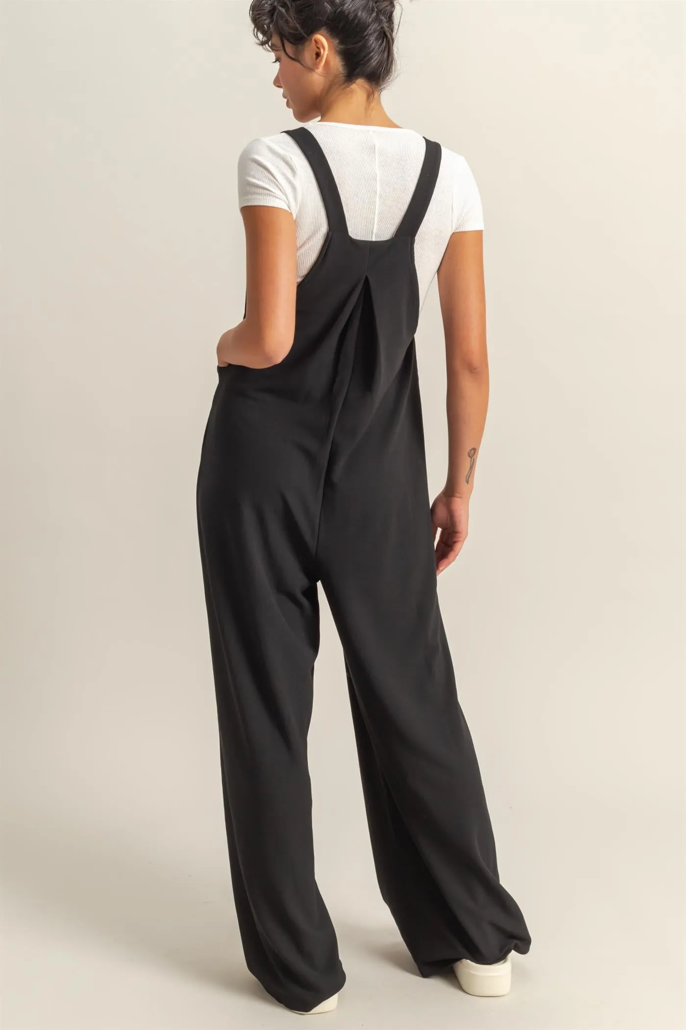 DZ25A693-Waffle Pleated Pocket Detail Jumpsuit
