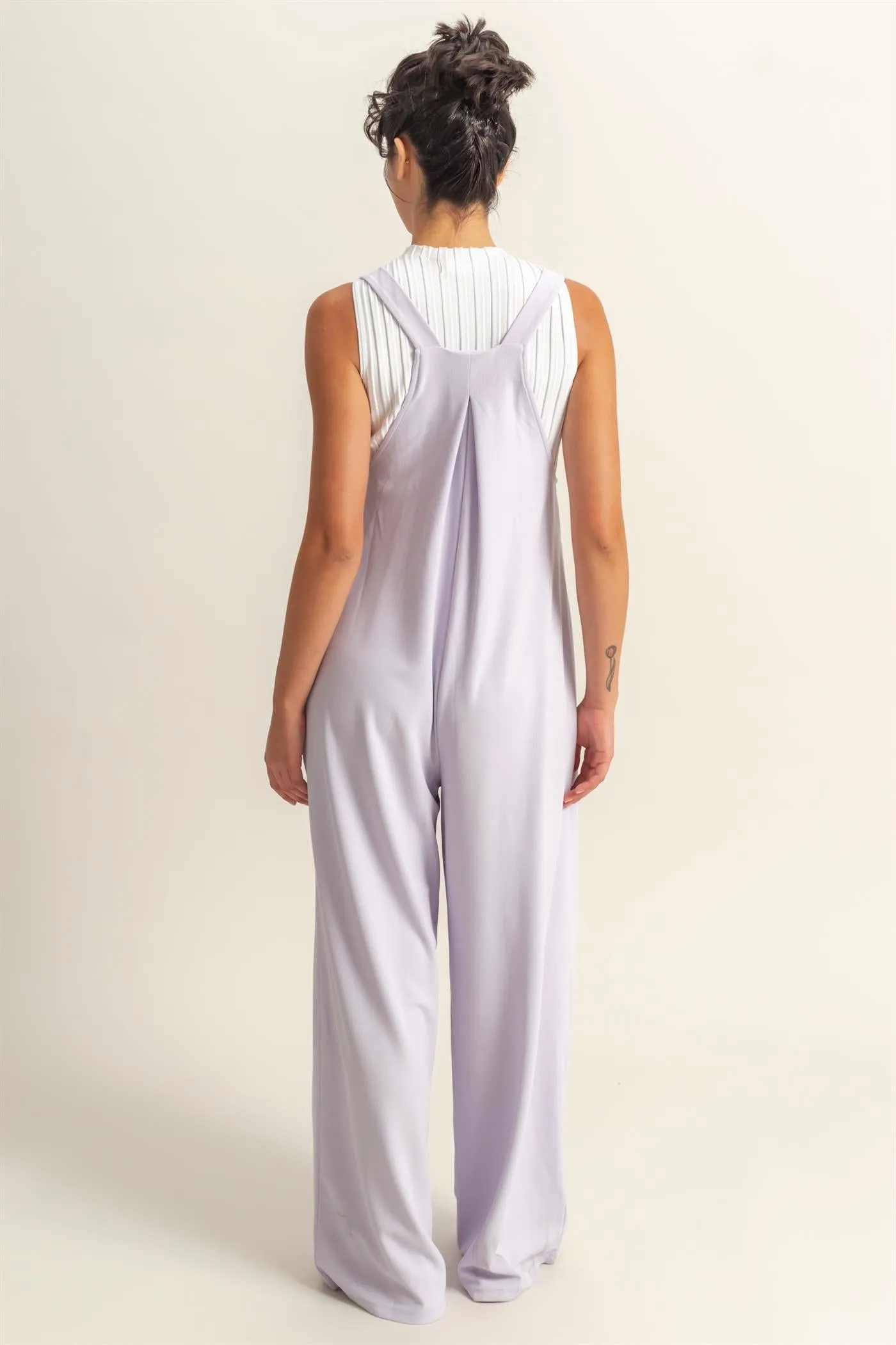 DZ25A693-Waffle Pleated Pocket Detail Jumpsuit
