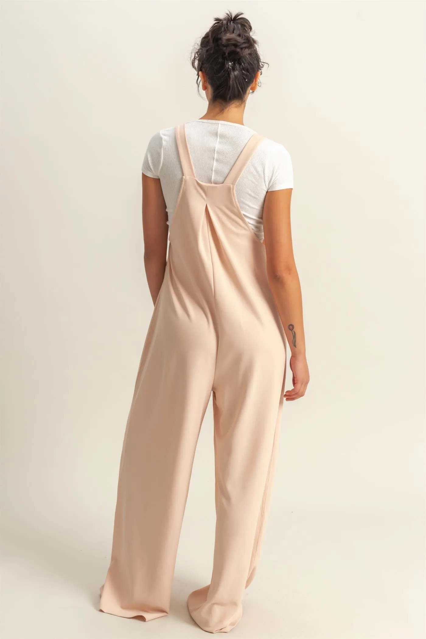 DZ25A693-Waffle Pleated Pocket Detail Jumpsuit