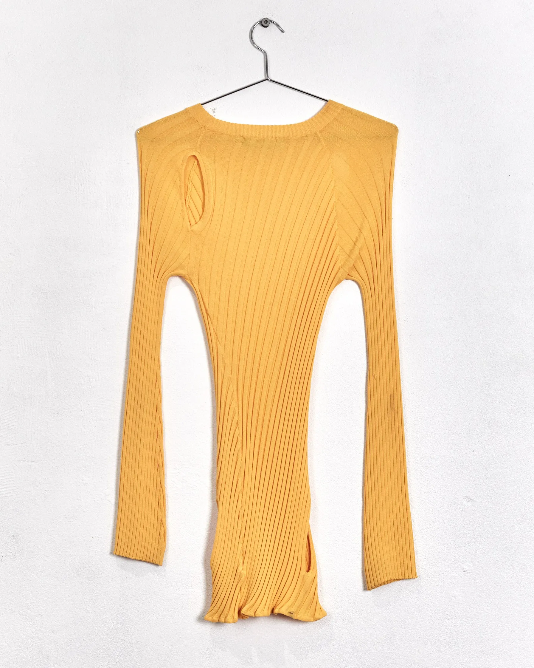 Ellery rib knit long sleeve minidress, yellow, 6-8