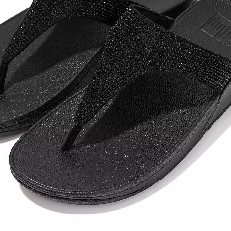 FitFlop Women's Lulu Glitter Flip Flops- Black Glitter