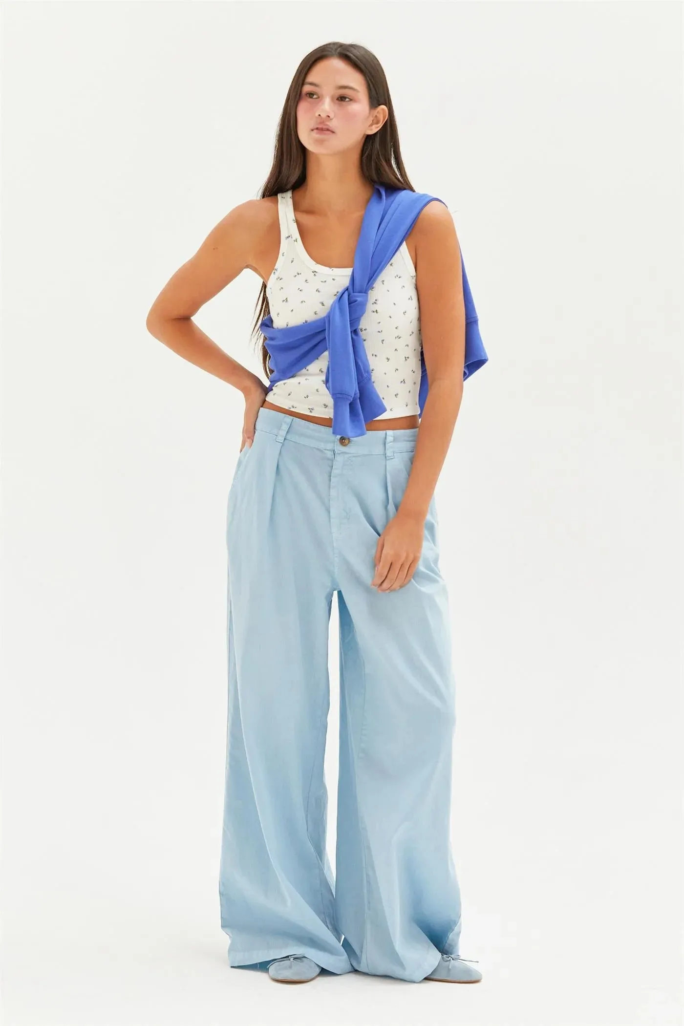 Frankie High Waist Basic Wide Leg Pants