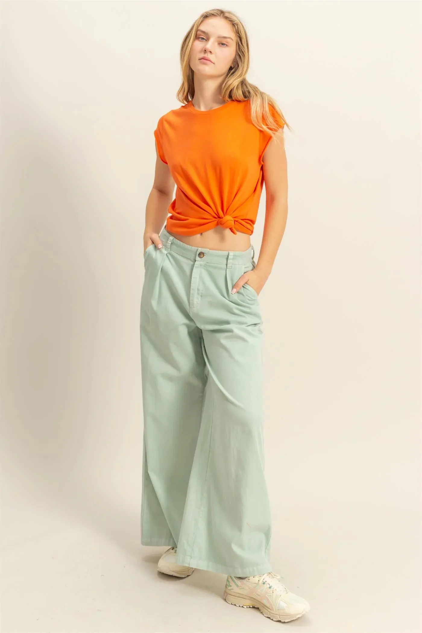 Frankie High Waist Basic Wide Leg Pants