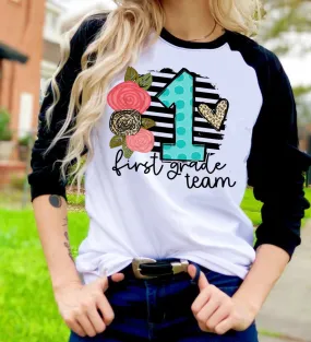 Frist Grade Teacher 1st Grade Team Teaching Back To School Tee Raglan shirt