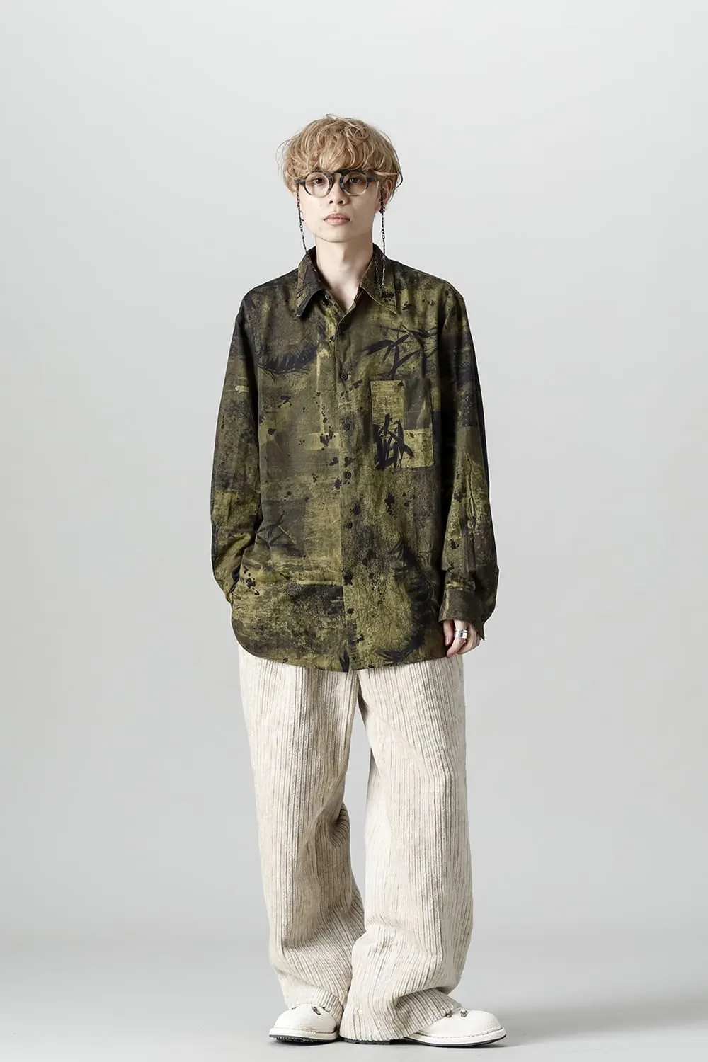 Front Pleated Corduroy Long Trousers