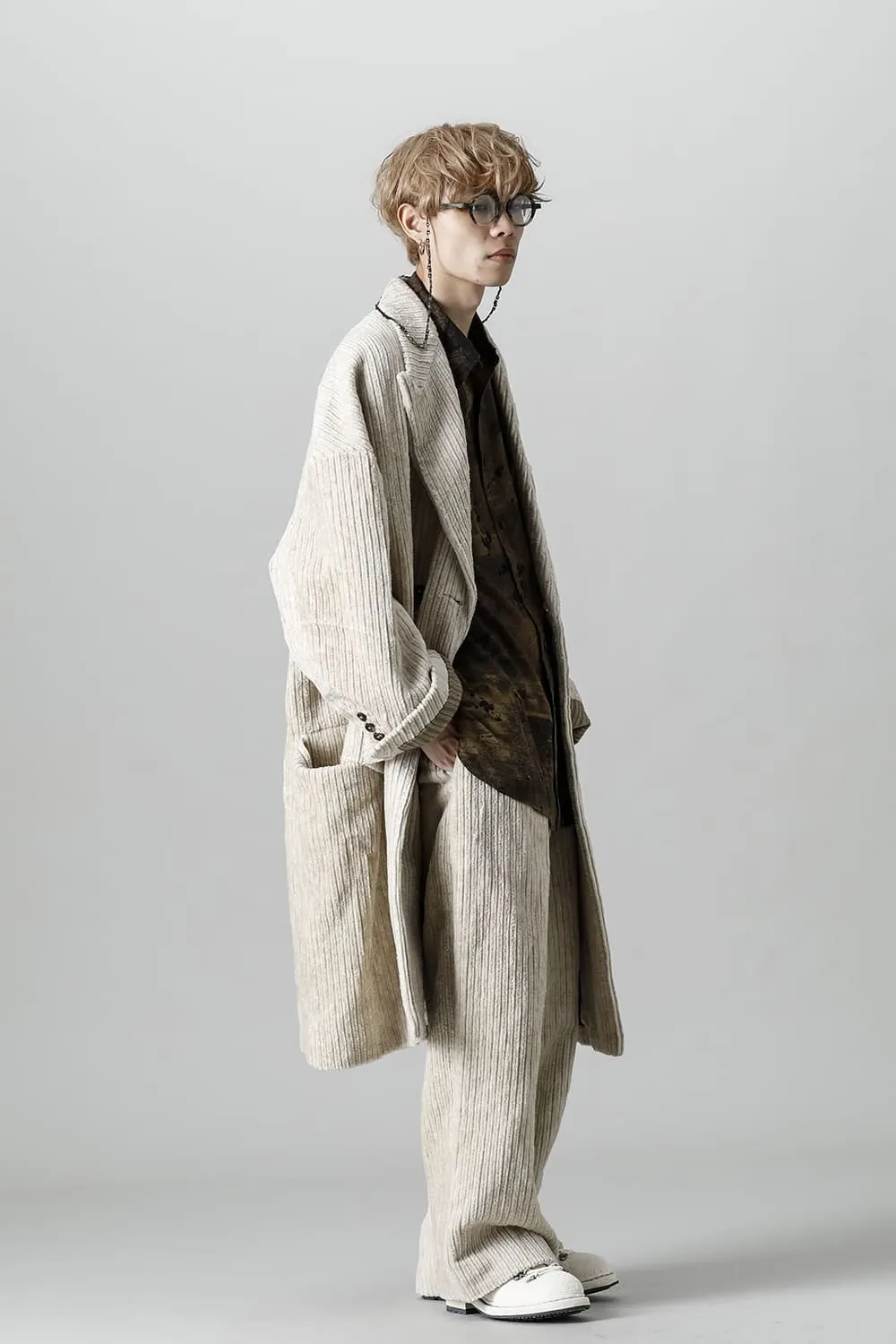 Front Pleated Corduroy Long Trousers