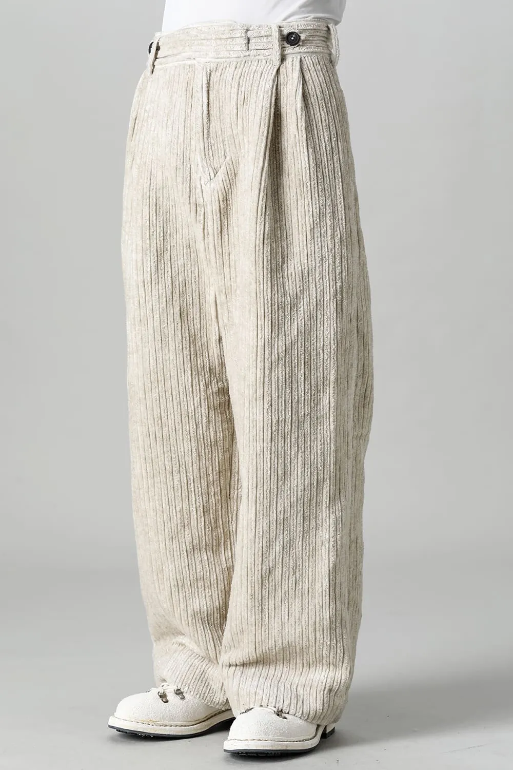Front Pleated Corduroy Long Trousers