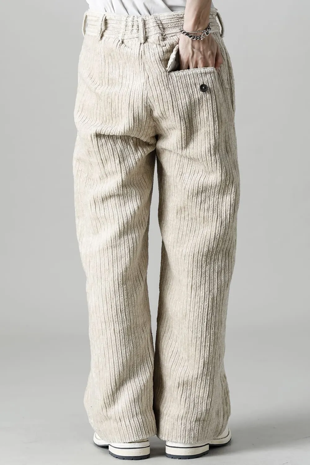 Front Pleated Corduroy Long Trousers