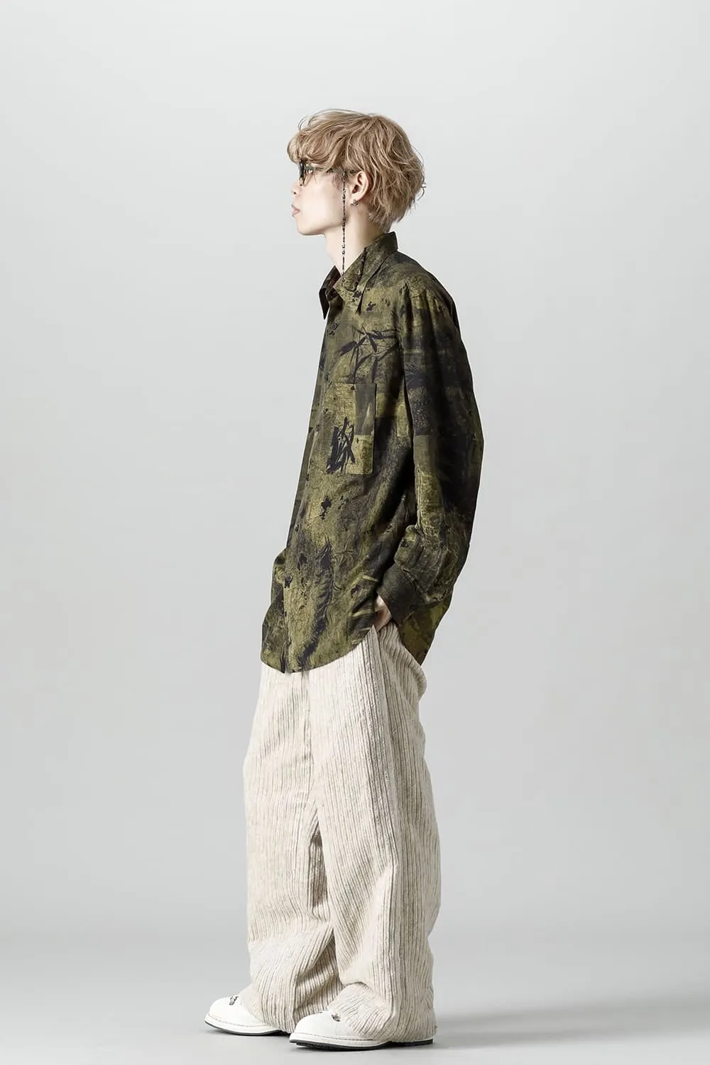 Front Pleated Corduroy Long Trousers