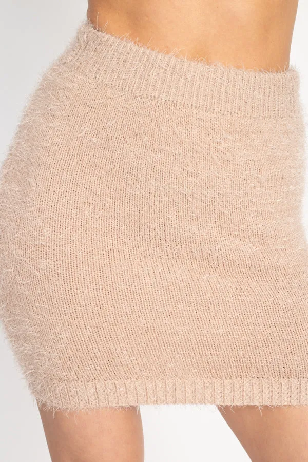 Fuzzy Ribbed Tube Top & Mini Skirt Set