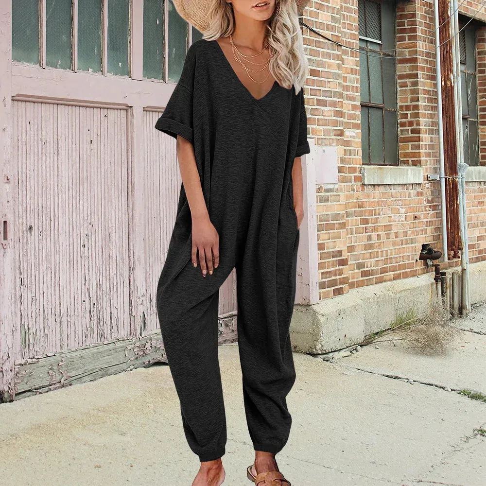 Hanna Baggy Style Jumpsuit | Moderner, alltäglicher Casual-Jumpsuit mit kurzen Ärmeln