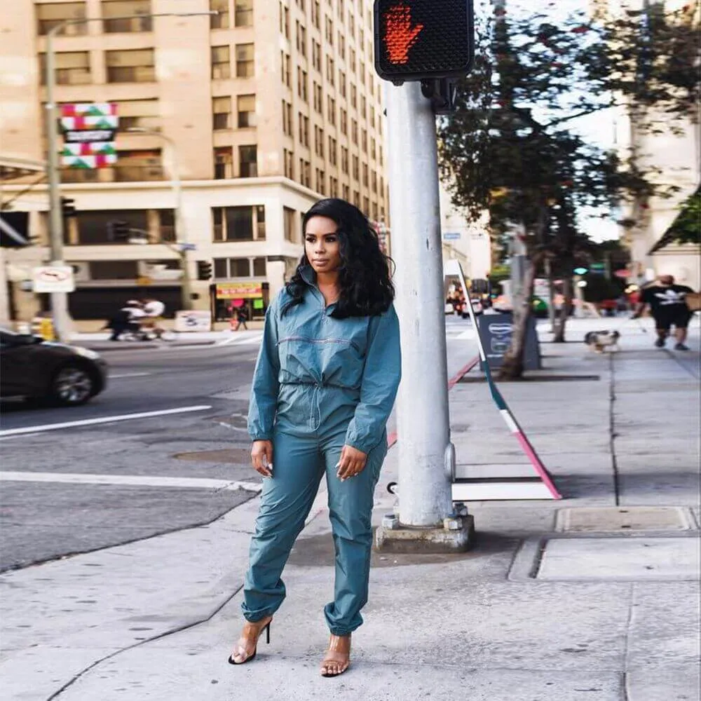 High Neck Blouse High Waist Pencil Pants Set