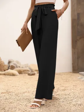 High Waist Belted Wide Leg Pants