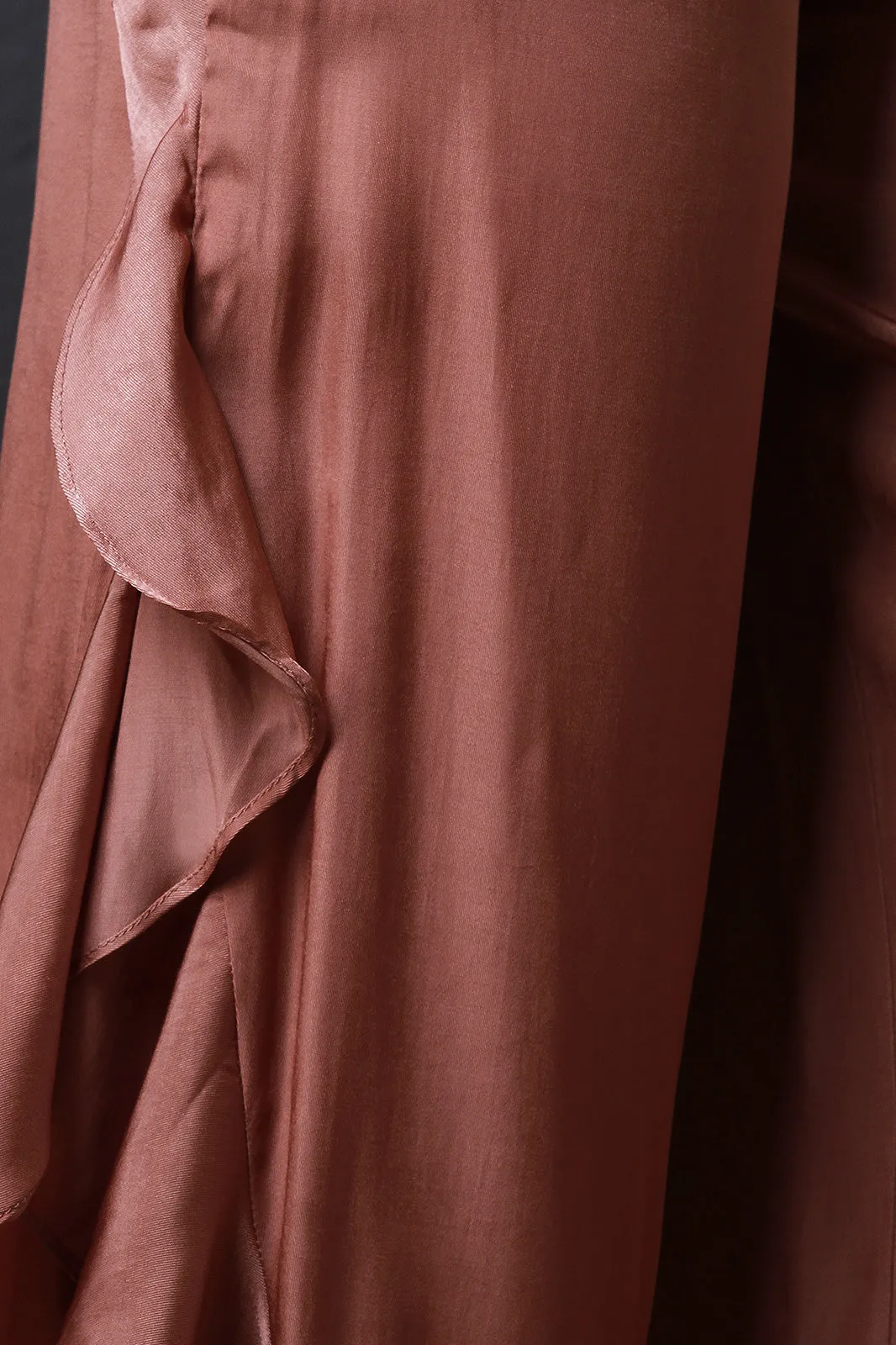 High Waist Flounce Satin Pants