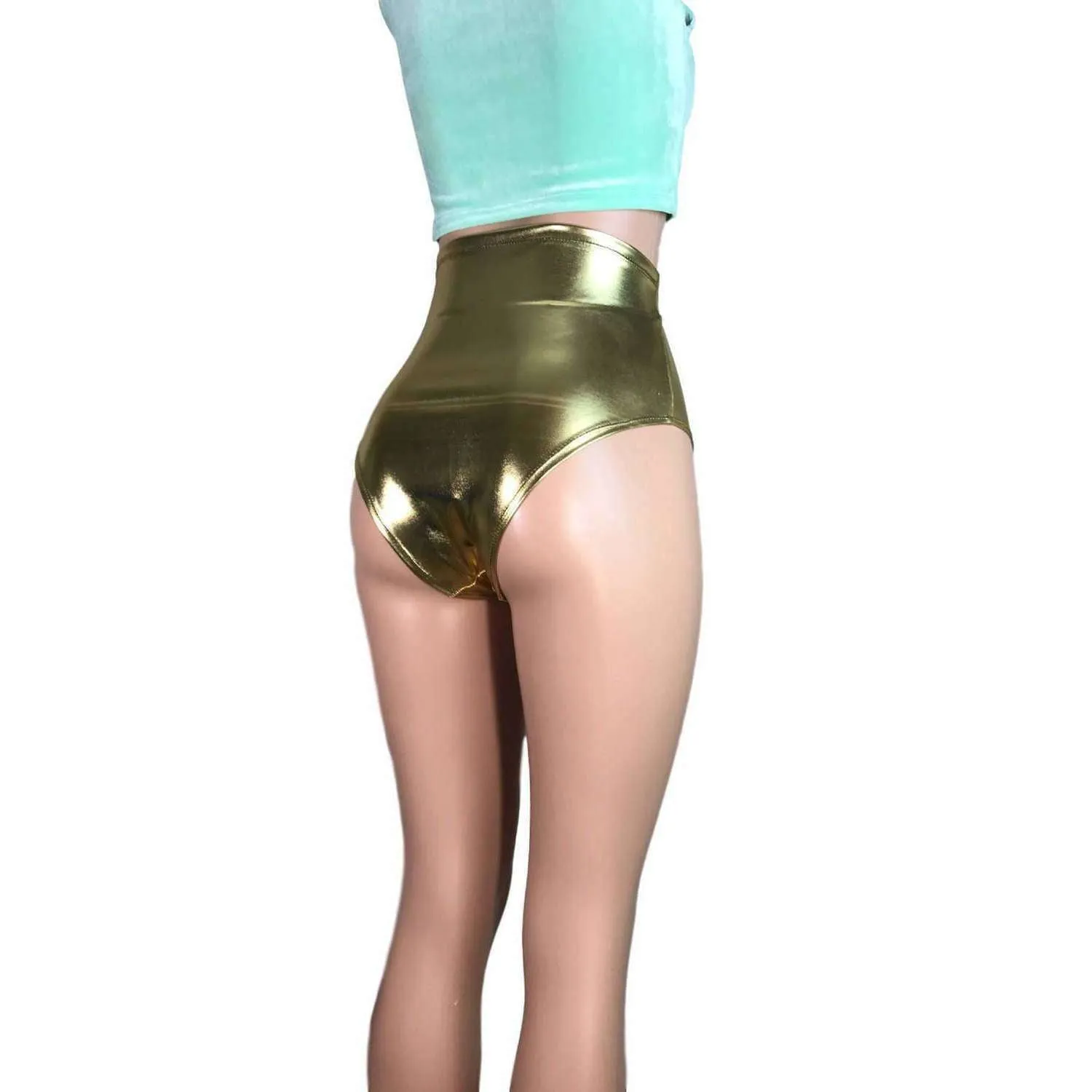 High Waist Hot Pants - Gold Metallic