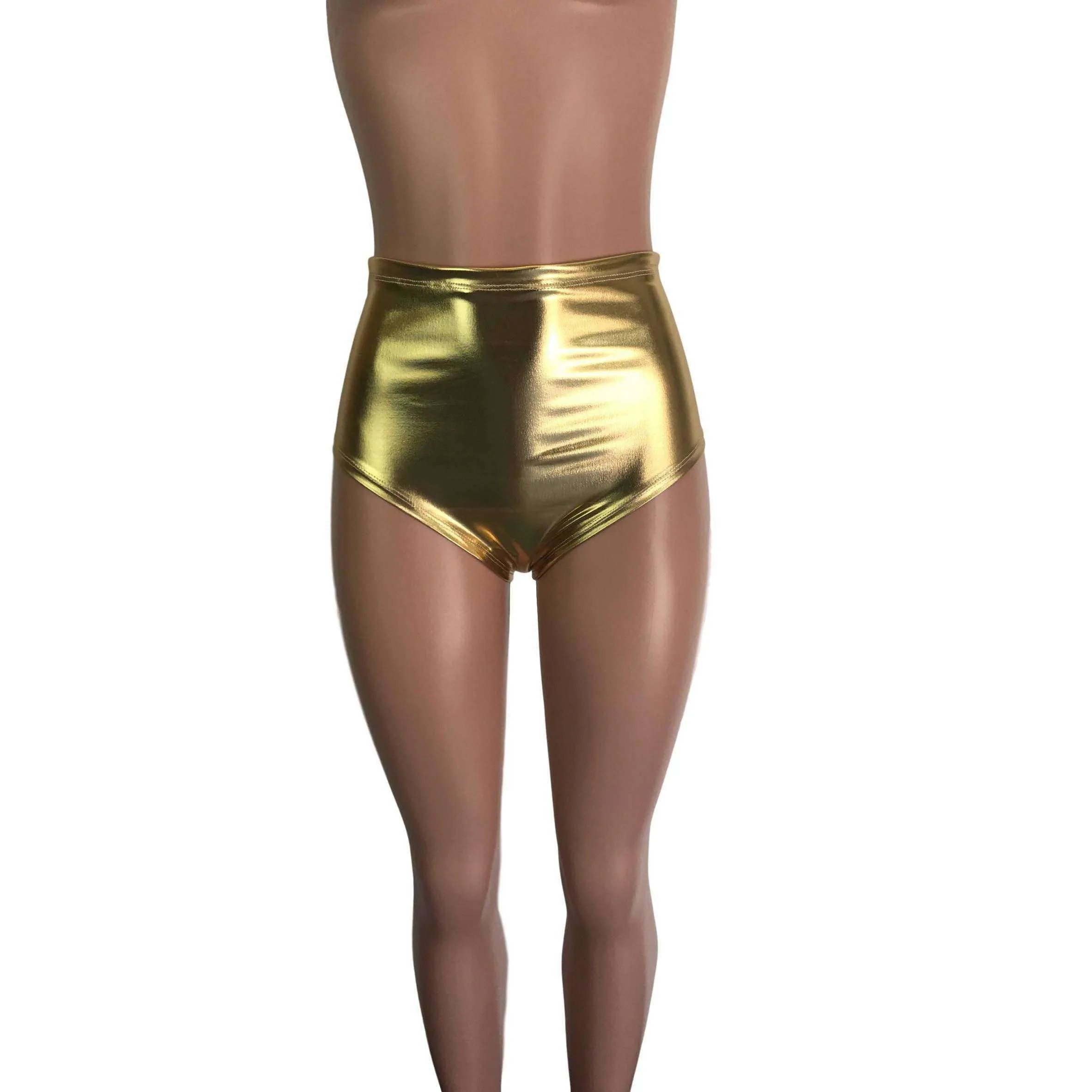 High Waist Hot Pants - Gold Metallic