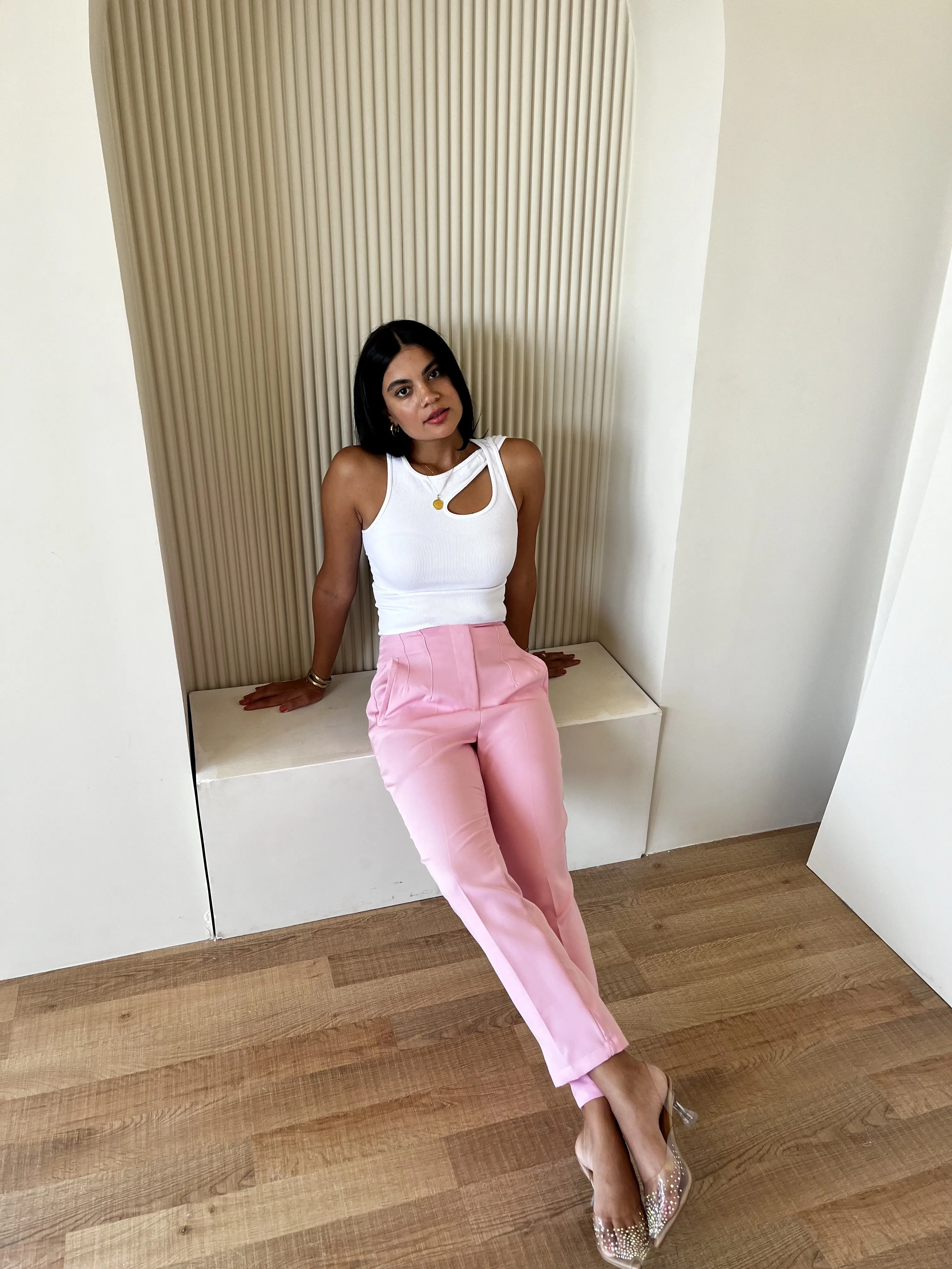 HIGH WAIST PANTS PINK