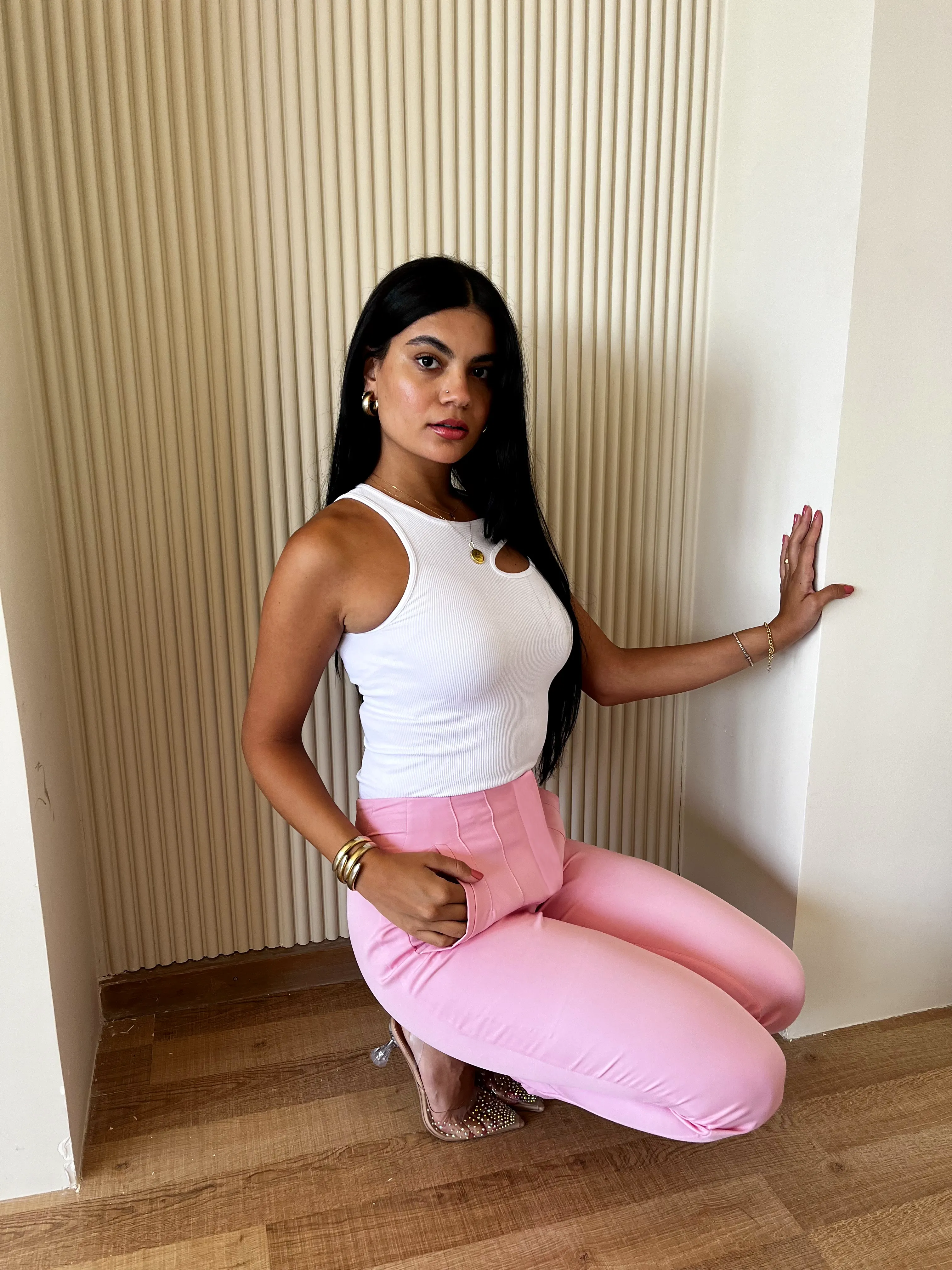HIGH WAIST PANTS PINK