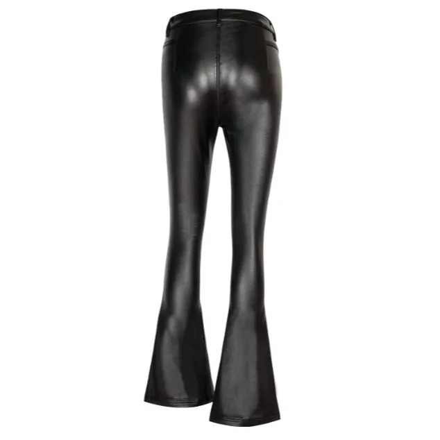 High Waist PU Flair Pants