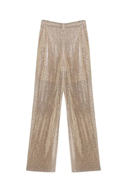 High Waist Sequins Pants