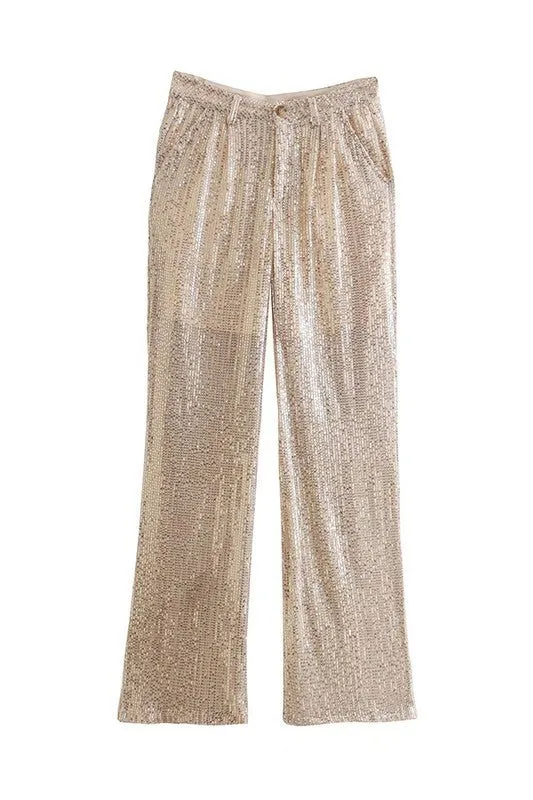 High Waist Sequins Pants