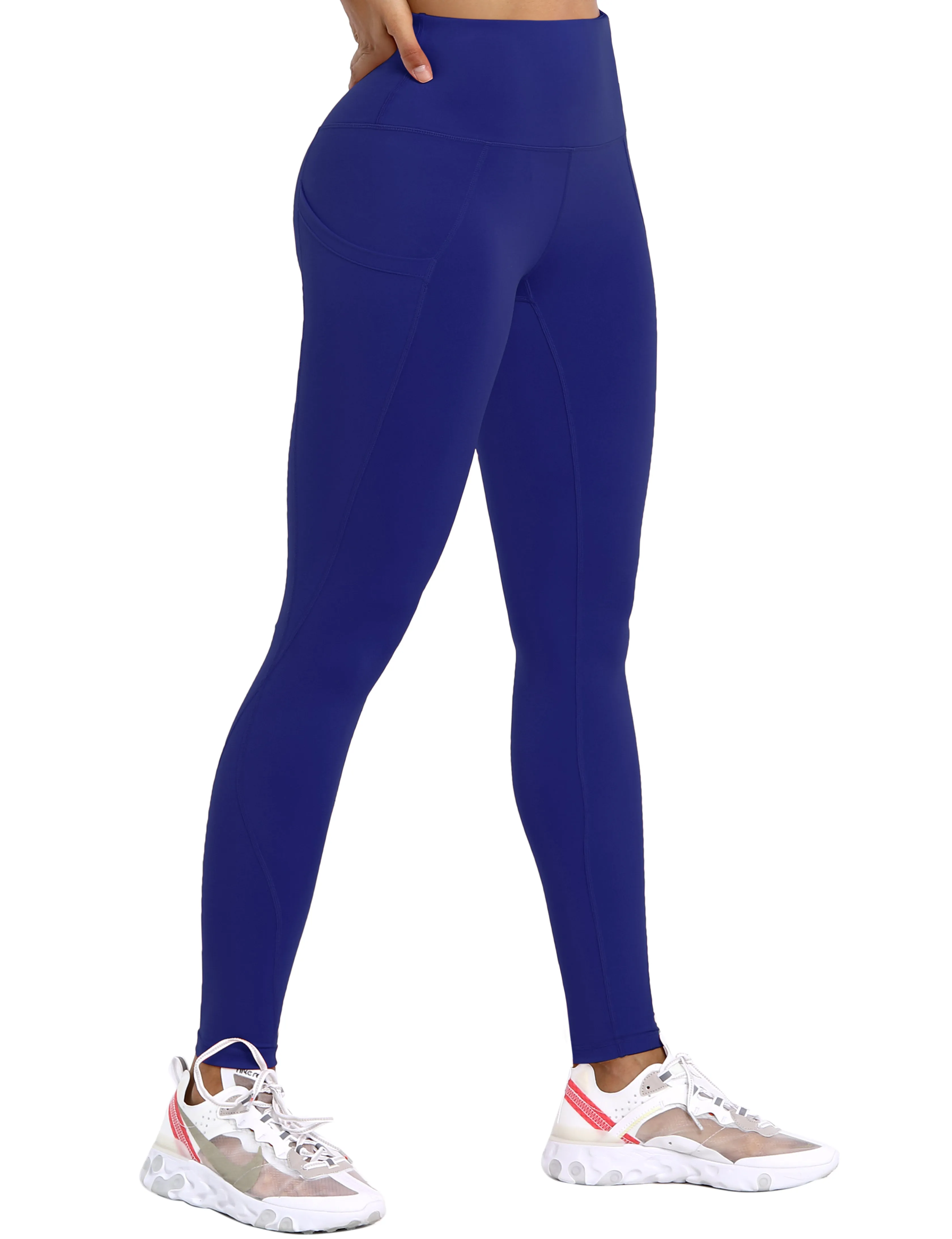 High Waist Side Pockets Yoga Pants navy_yoga