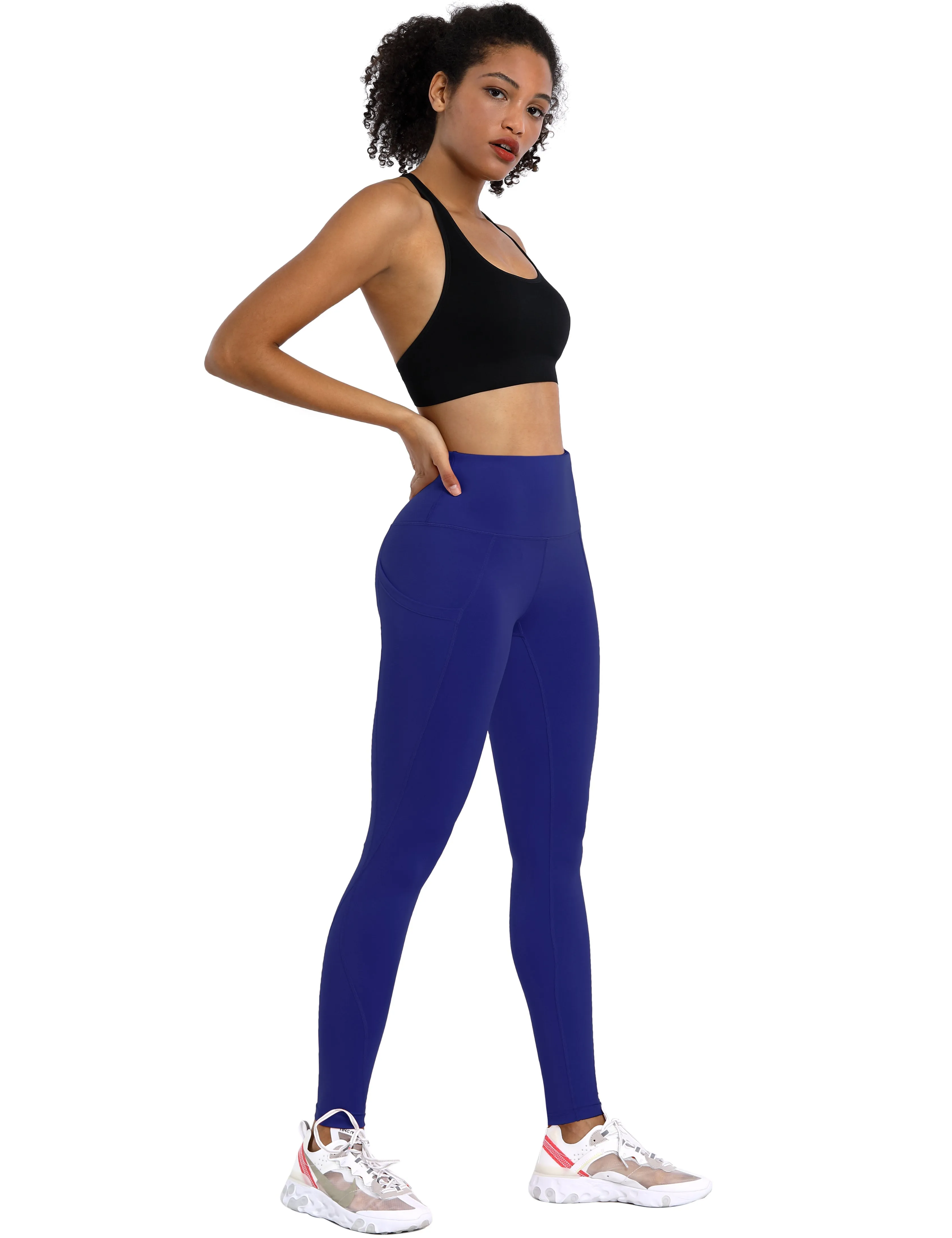 High Waist Side Pockets Yoga Pants navy_yoga
