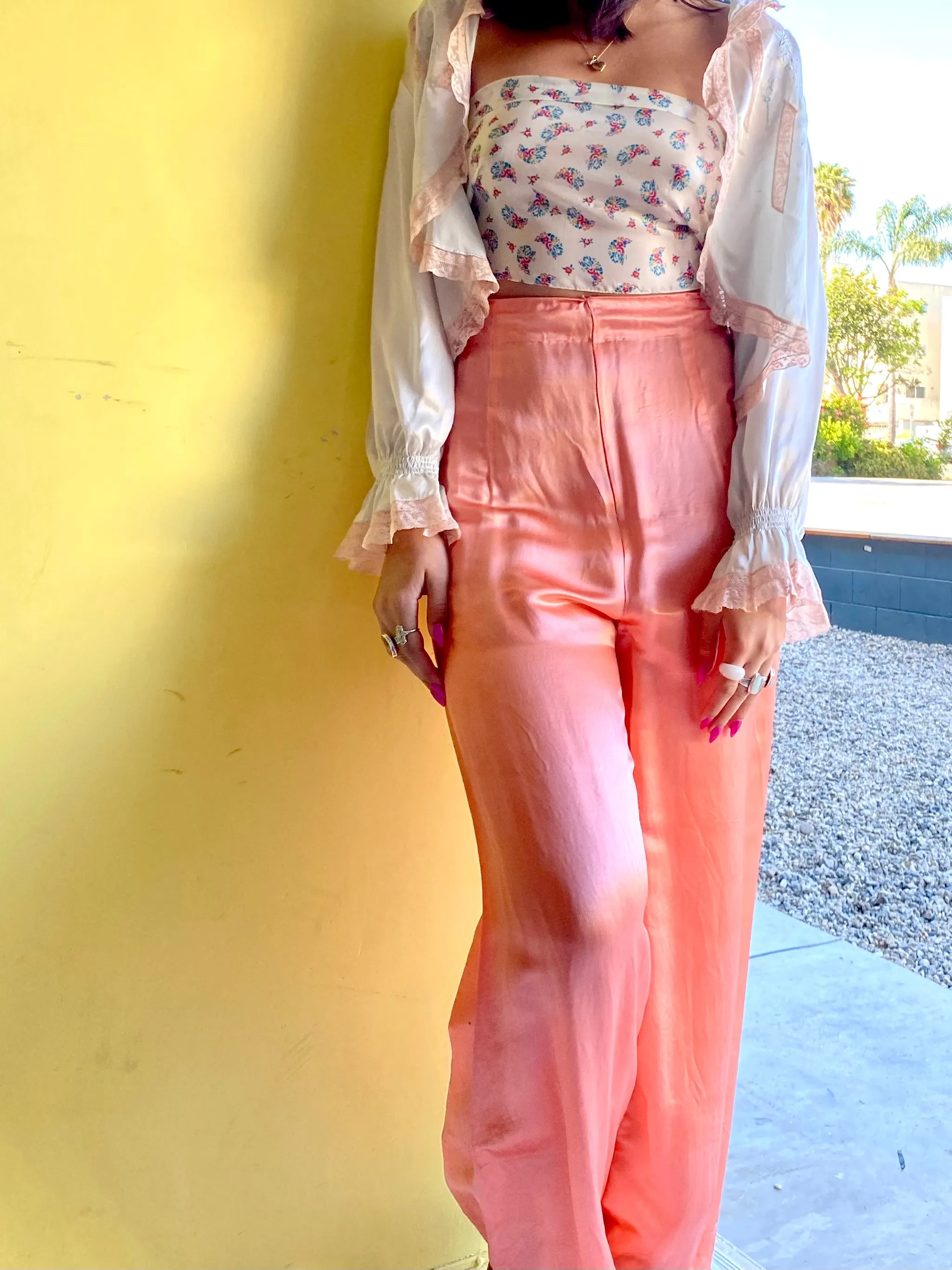 High Waist Silk Satin Pants