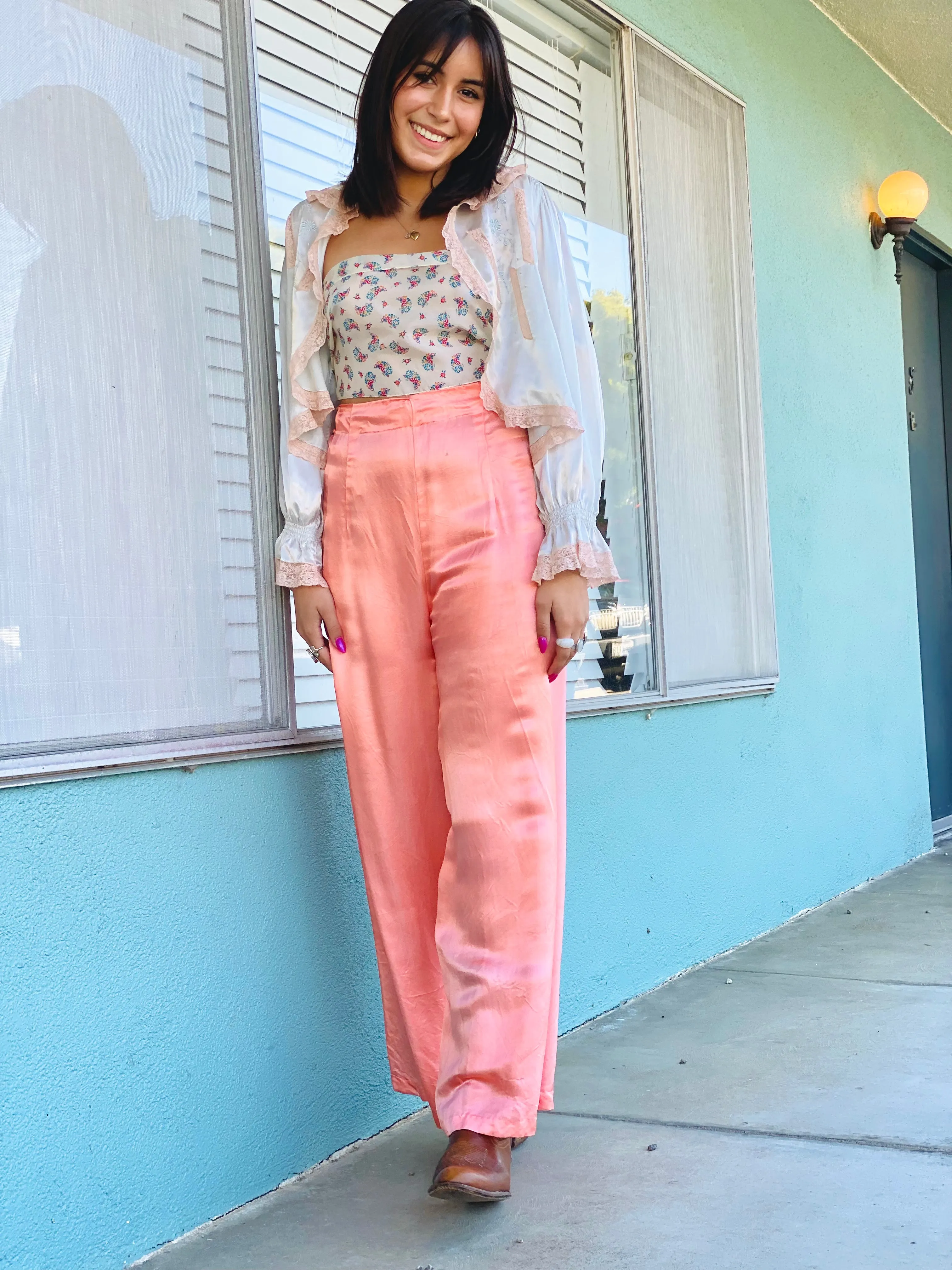 High Waist Silk Satin Pants