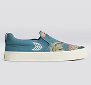 Hokusai SLIP-ON Peonies and Canary Print Canvas Sneaker Women