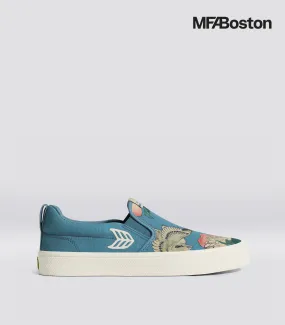 Hokusai SLIP-ON Peonies and Canary Print Canvas Sneaker Women