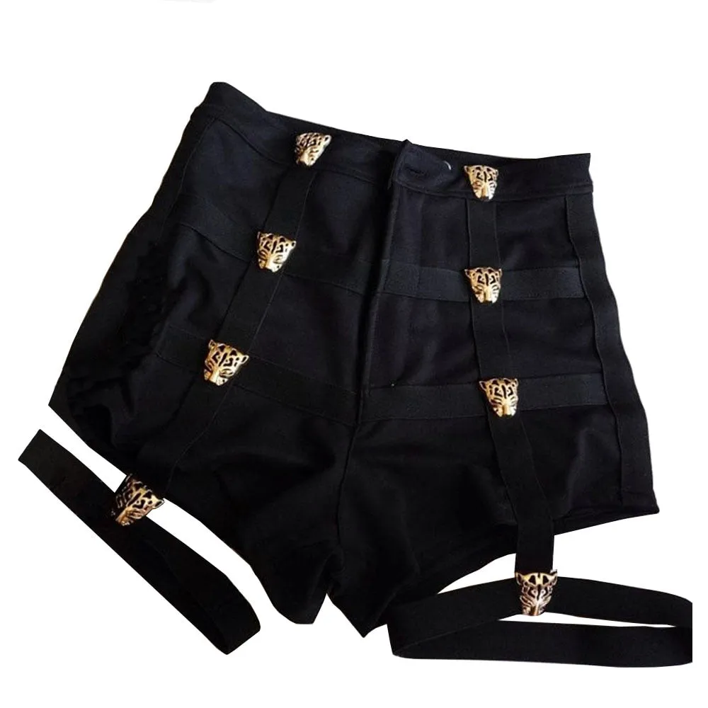 Hot Goth Sexy Shorts High Waist Punk Rock Goth Bandage Hollow Out Dance Club Hot Short Pants