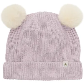 Huttelihut Cloud Gray Hat Knit w. Pompoms